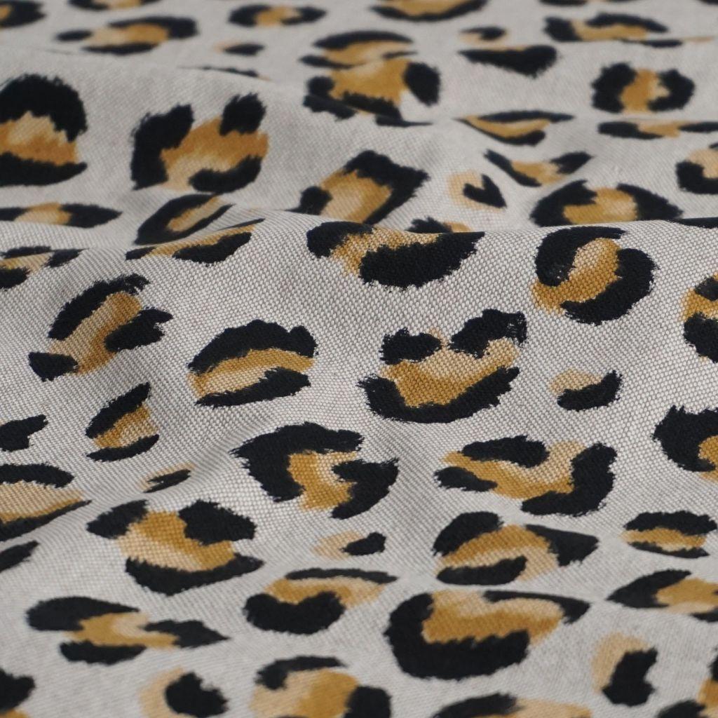 Dekostoff Leinenlook Leo Animalprint braun beige